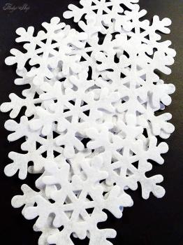 24 weiße Filz Schneeflocken Kristall